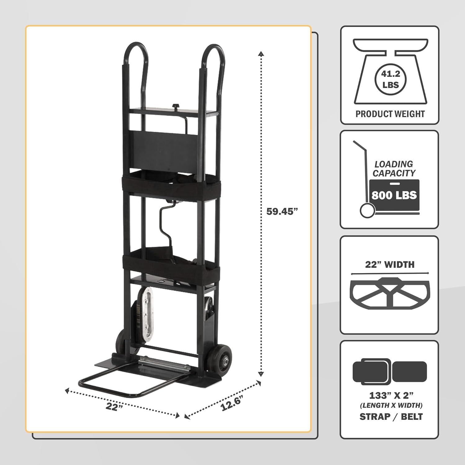 Olympia Tools 800 Lb Appliance Hand Truck with Easy-to-use Belt Tightener for transport Large Appliances and Furniture
