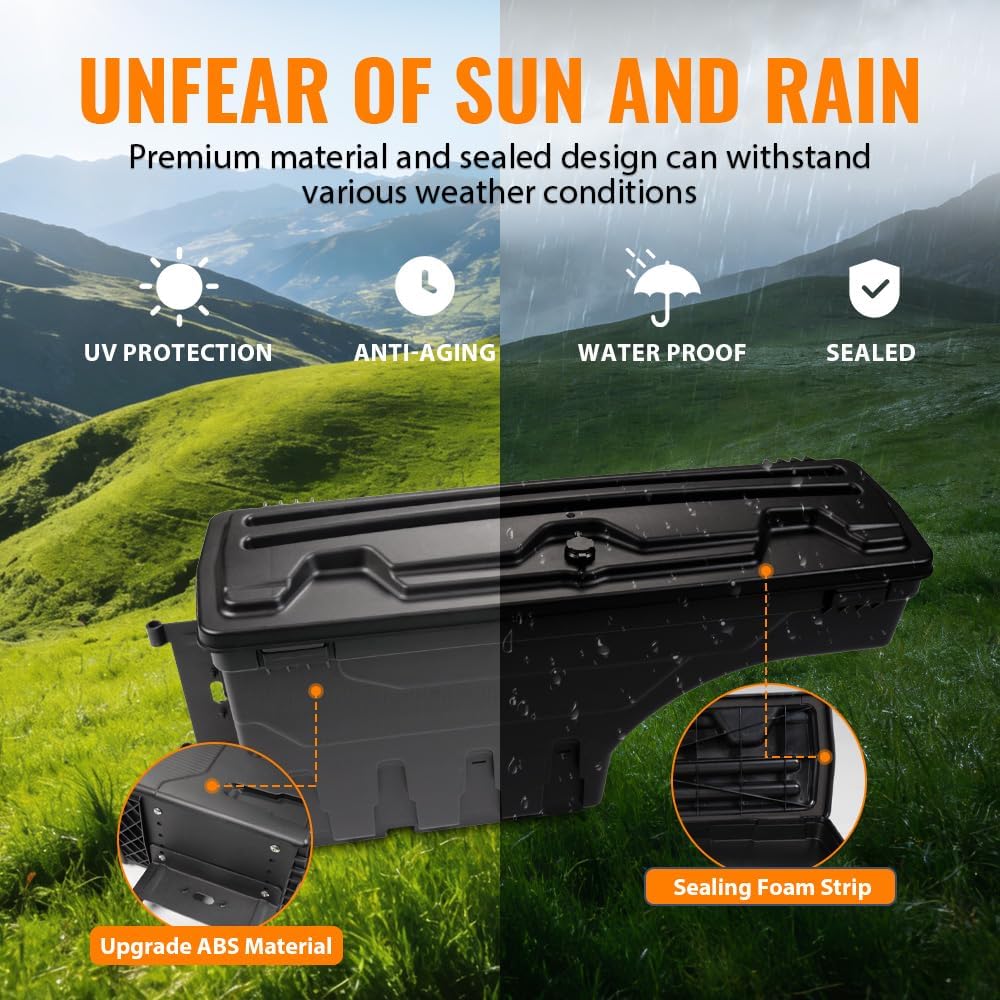 G-PLUS Lockable Storage Boxes Case Truck Bed Tool Box Driver & Passenger Side Pair Compatible with Ford F150 2015-2020 Black