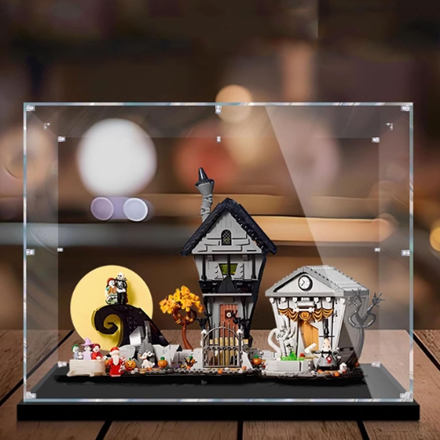 Acrylic Transparent Collectible Display Case for Lego 21351 The Nightmare Before Christmas Block Model. Dust-Proof, 360 View, 56*32*37 cm/22.0*12.5*14.5 inches