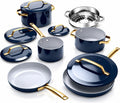 Gotham Steel Modern 11 Pc Ceramic Cookware Set, Elegantly Designed Pots and Pans Set Non Stick with Steamer, Induction Bottom, Premium Stay Cool Handles, Non Toxic PFOA Free, Oven & Dishwasher Safe