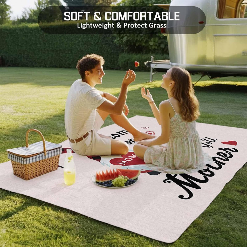 Outdoor Rug 4x6ft Happy Mother's Day Love Hearts with Dwarf Patio Area Rugs Waterproof Easy Cleaning Non Shedding Thick Mats Pink Carpet for Indoor Outdoor Porch Deck Backyard Balcony