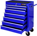 7 Drawers Tool Cart on Wheels, 7 Drawer Rolling Tool Chest with Key Lock, Trolley Organizer Tool Case, Multifunctional Rolling Tool Box for Garage,Warehouse,Workshop,Repair Shop (Blue)