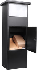 Winbest Steel Freestanding Floor Lockable Large Drop Slot Mail Box with Parcel Compartment, Black