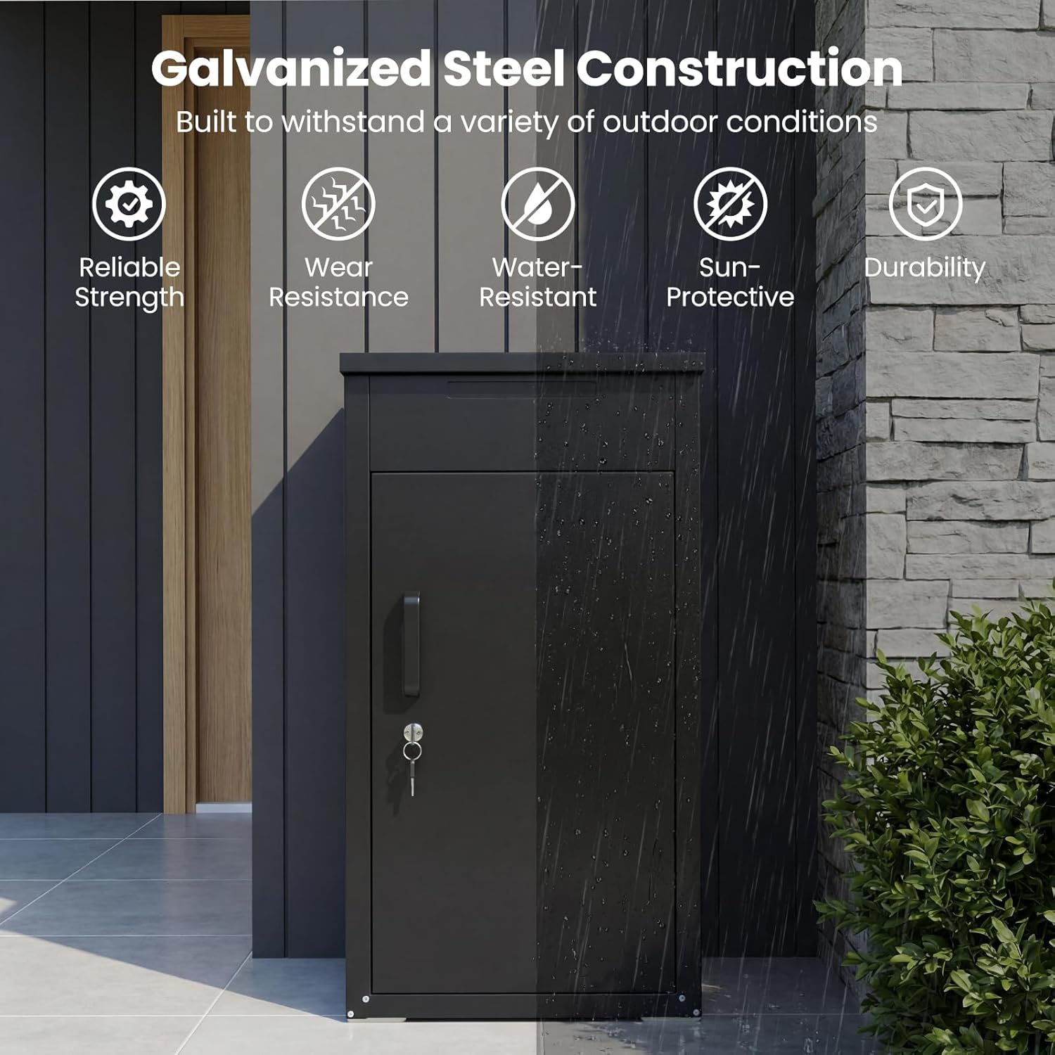 Goplus Package Delivery Boexes for Outside, 18' x 17.5' x 34' Galvanized Steel Parcel Drop Boxes with Lock, Anti-Theft Design, Package Mailbox for Home, Office, Yard, Curbside (18' x 17.5' x 34')