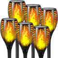 Upgraded Larger Solar Lights Outdoor - 6 Pack 51 LED Solar Torch Lights with Flickering Flame for Garden Decor Higher 23' Yard Lighting Waterproof Tiki Torches for Outside Lawn Patio Pathway