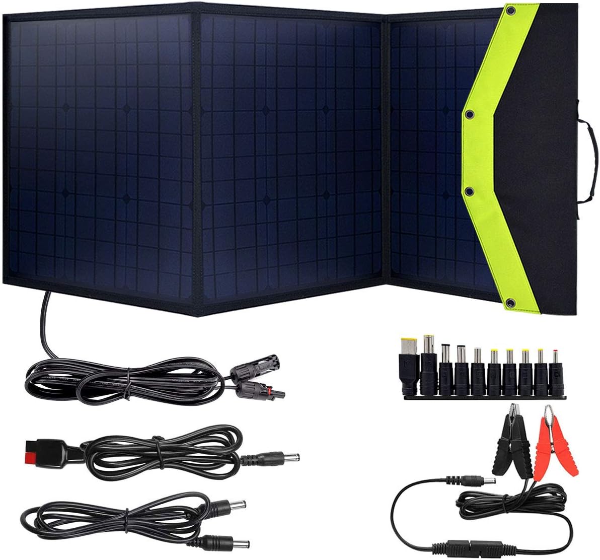 ACOPOWER 12V 120W Portable Solar Panel Kit; Foldable Solar Suitcase for RV, Boat Compatible Multiple Kinds of Power Station with Quick Charge 3.0, 12AWG Cable with Solar Male/Female Quick Connectors