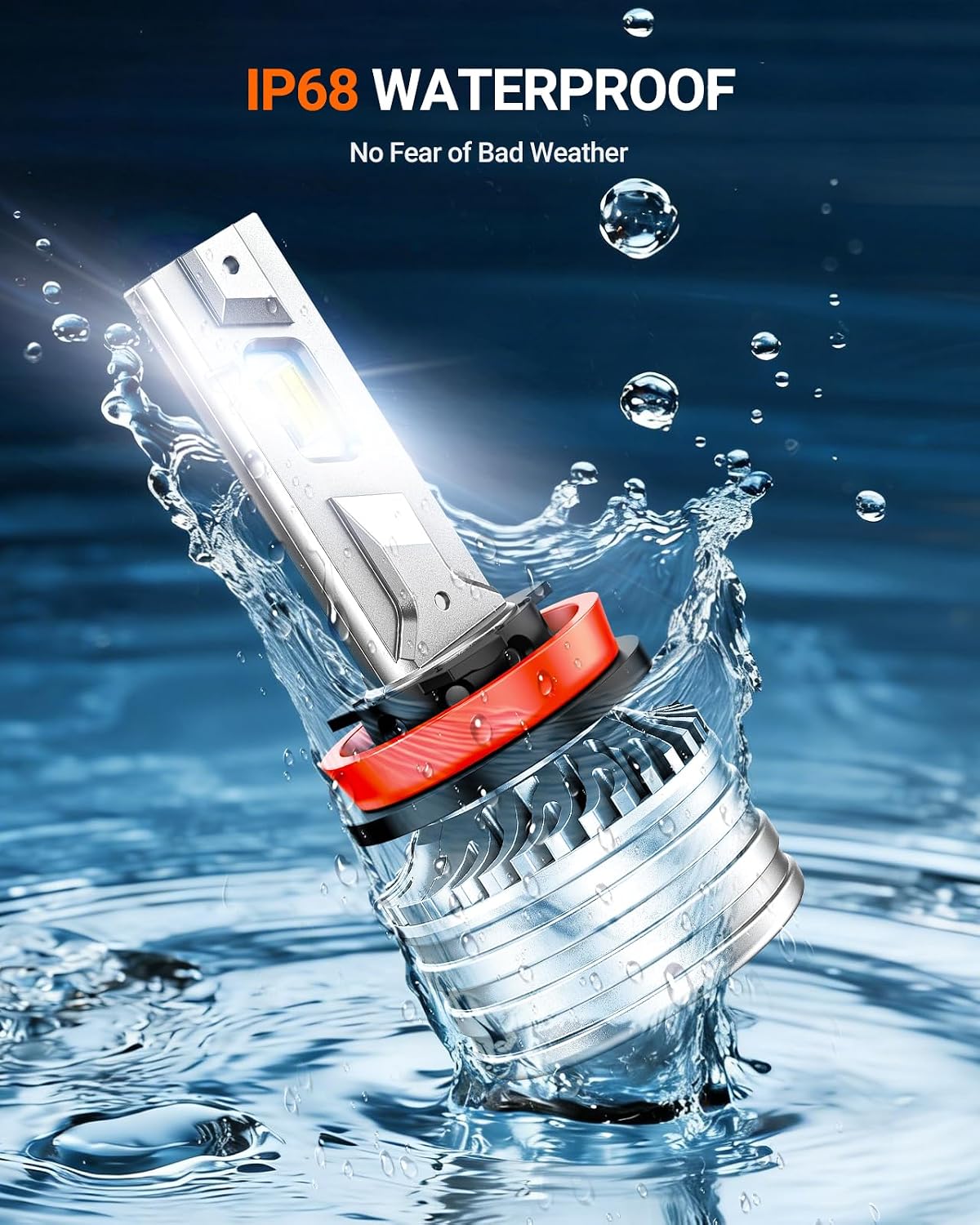 SEALIGHT 9005 H11 Bulbs, 180,000LM 14X Brightness, HB3 H8/H16/H9 6500K Cool White LED Bulbs, IP68 Waterproof 70000Hrs Lifespan, No Flickering, 1Mins Installation, 4 Pack