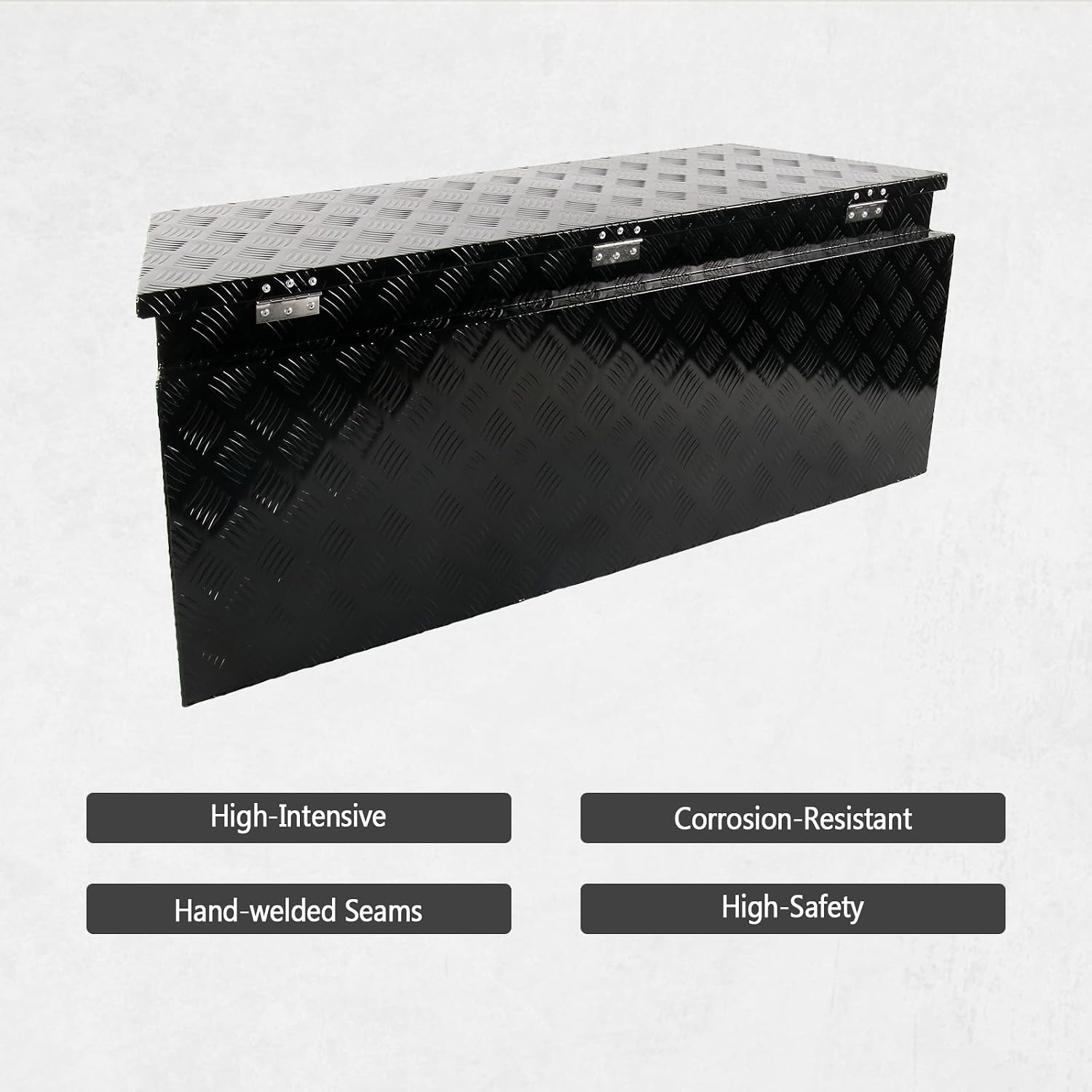 49' Aluminum Tool Box Storage Box with Lock & Keys (50.8x20.3x15.6 inches, 33.7 lbs, Water Resistant, Black)