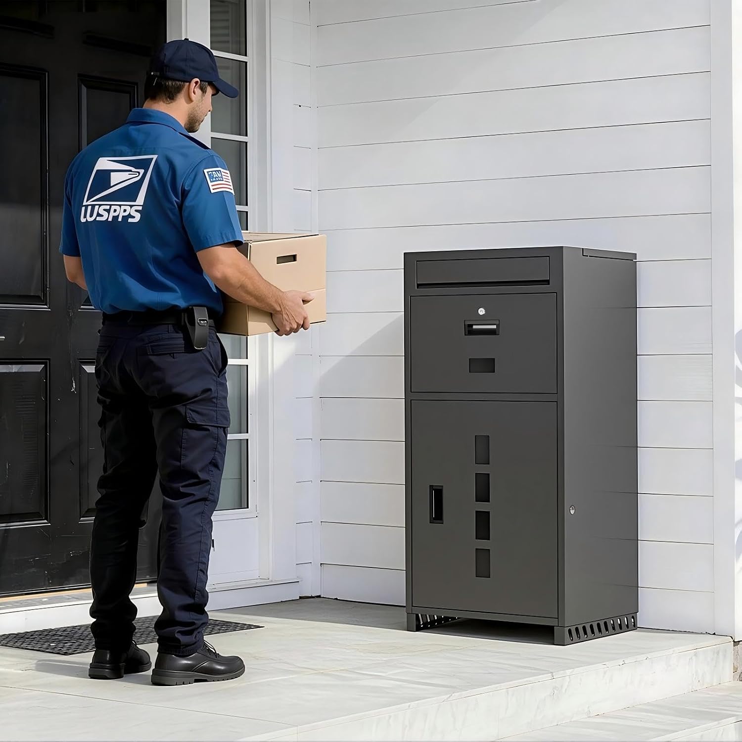 Package delivery Boxes for Outside | Anti-Theft Porch Package Delivery Box with Lock | Outdoor Weatherproof Parcel | Large Mailbox for Packages for Garden, Porch, Yard (Gray, 40.6H x 15.4D x 19.7W)