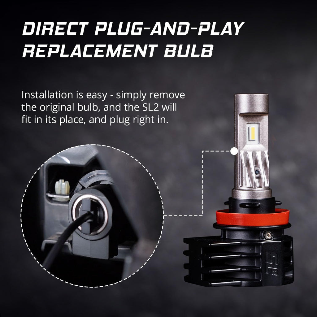 Diode Dynamics SL2 LED Fog Light Bulbs compatible with H11 bulb size (pair), Yellow (3000K)