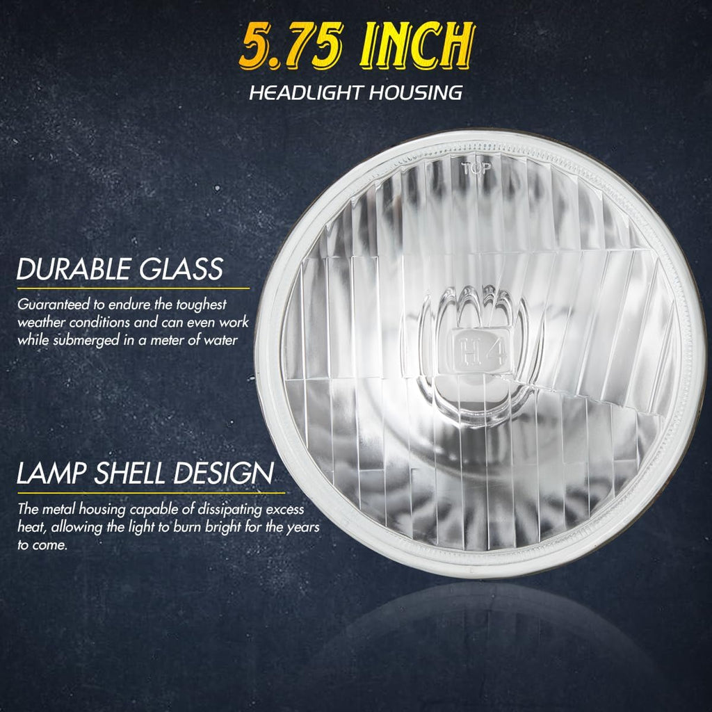 5.75 inch Headlight Round 4pcs Reflector + 4pcs H4 LED Bulbs H4/9003 Light Bulb Headlamp Set H5001 H5006 Front Light Housing