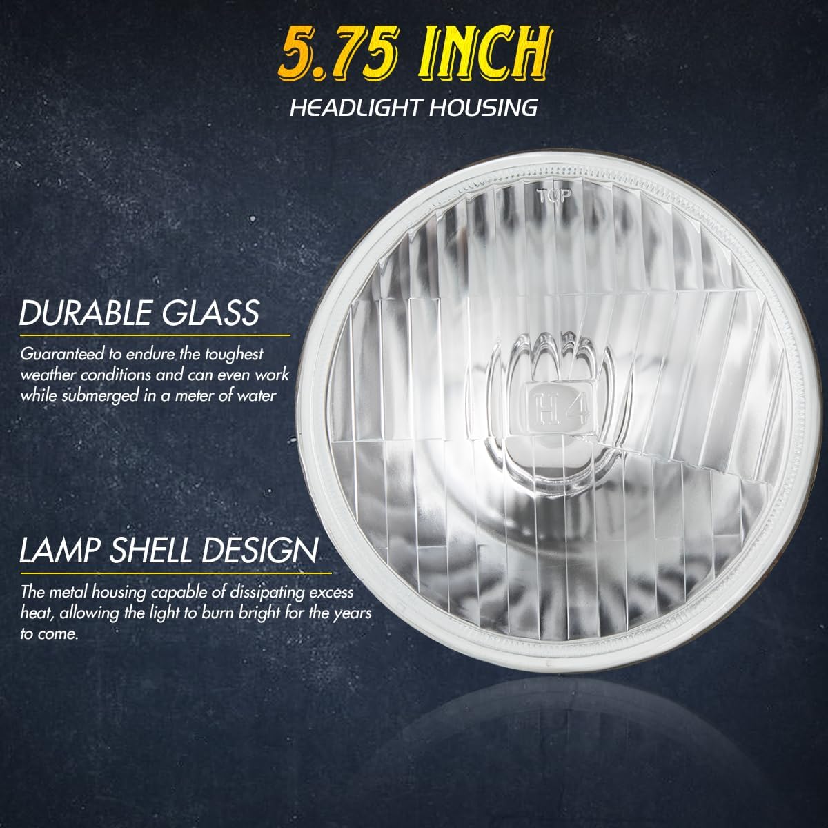 5.75 inch Headlight Round 4pcs Reflector + 4pcs H4 LED Bulbs H4/9003 Light Bulb Headlamp Set H5001 H5006 Front Light Housing