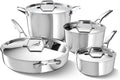 Calphalon Premier Polished 5-Ply Stainless Steel Cookware Set w/Turbo Heat Tech 8 Piece Includes Frying Pans, Pots and Pans Set, Induction, Oven Safe 500F, PFOA Free, Polished Stainless Silver