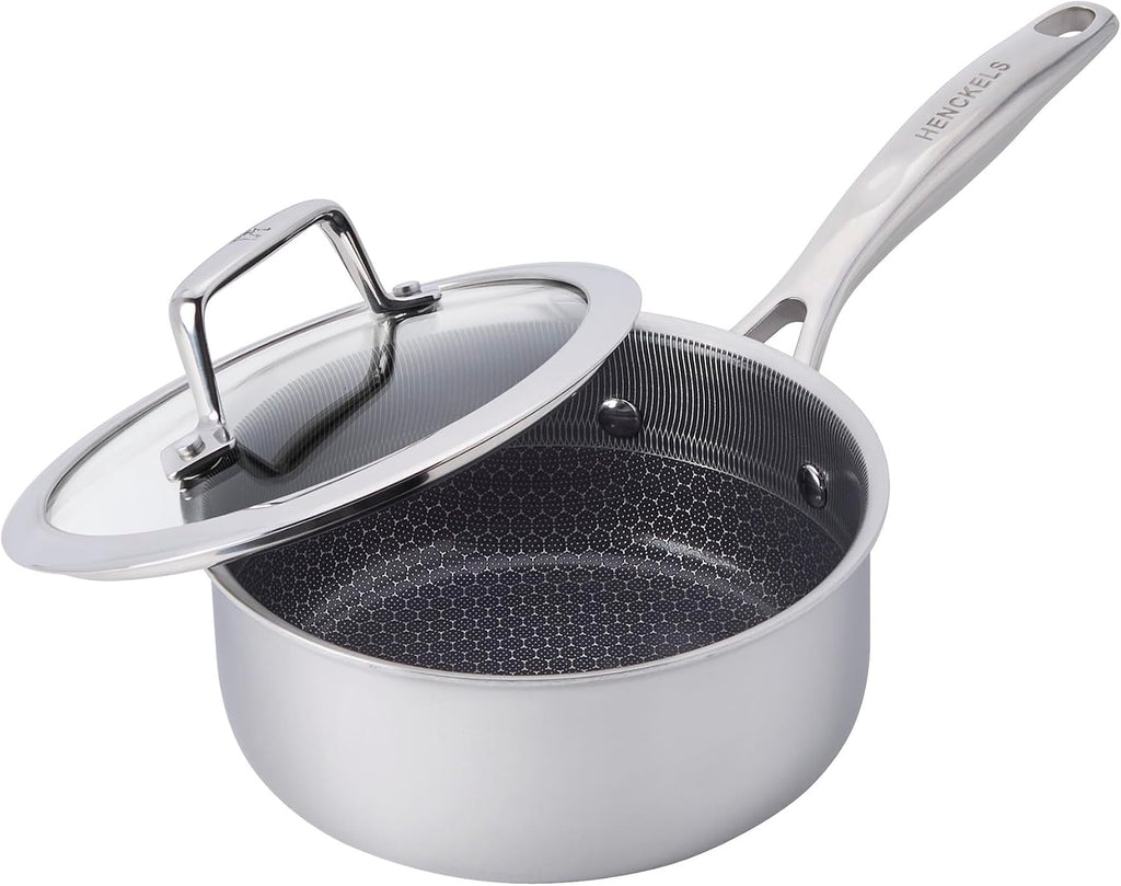 Henckels Paradigm Stainless Steel 6 pc Cookware Set, Tri-Ply Ceramic Nonstick Cookware with Dutch Oven, Non Toxic Induction Cookware Set, Metal-Utensil & Dishwasher Safe