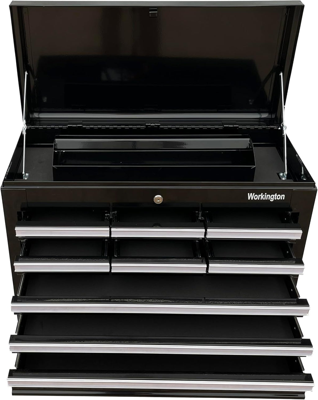 Workington Professional Industrial Portable Metal Tool Chest with 9 Drawers, 26' 9-Drawer Tool Chest Cabinet with Ball Bearing Drawer Slides, Steel Tool Storage Box Organizer 4016 Black