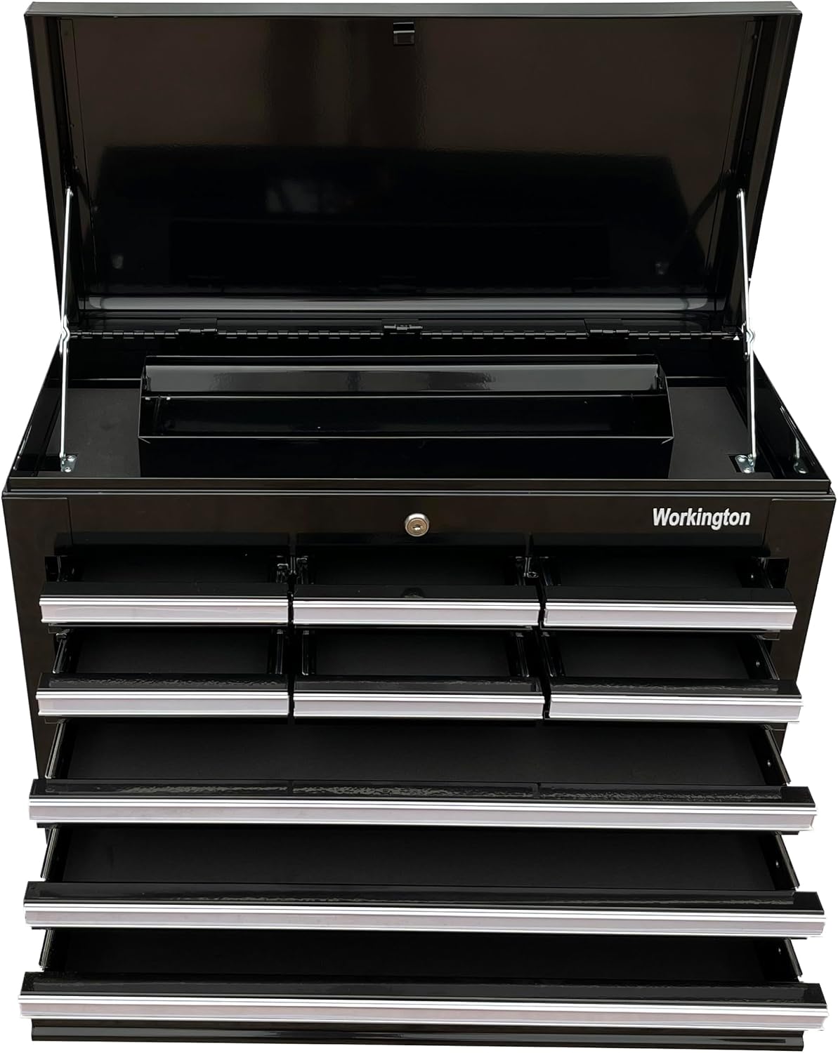 Workington Professional Industrial Portable Metal Tool Chest with 9 Drawers, 26' 9-Drawer Tool Chest Cabinet with Ball Bearing Drawer Slides, Steel Tool Storage Box Organizer 4016 Black