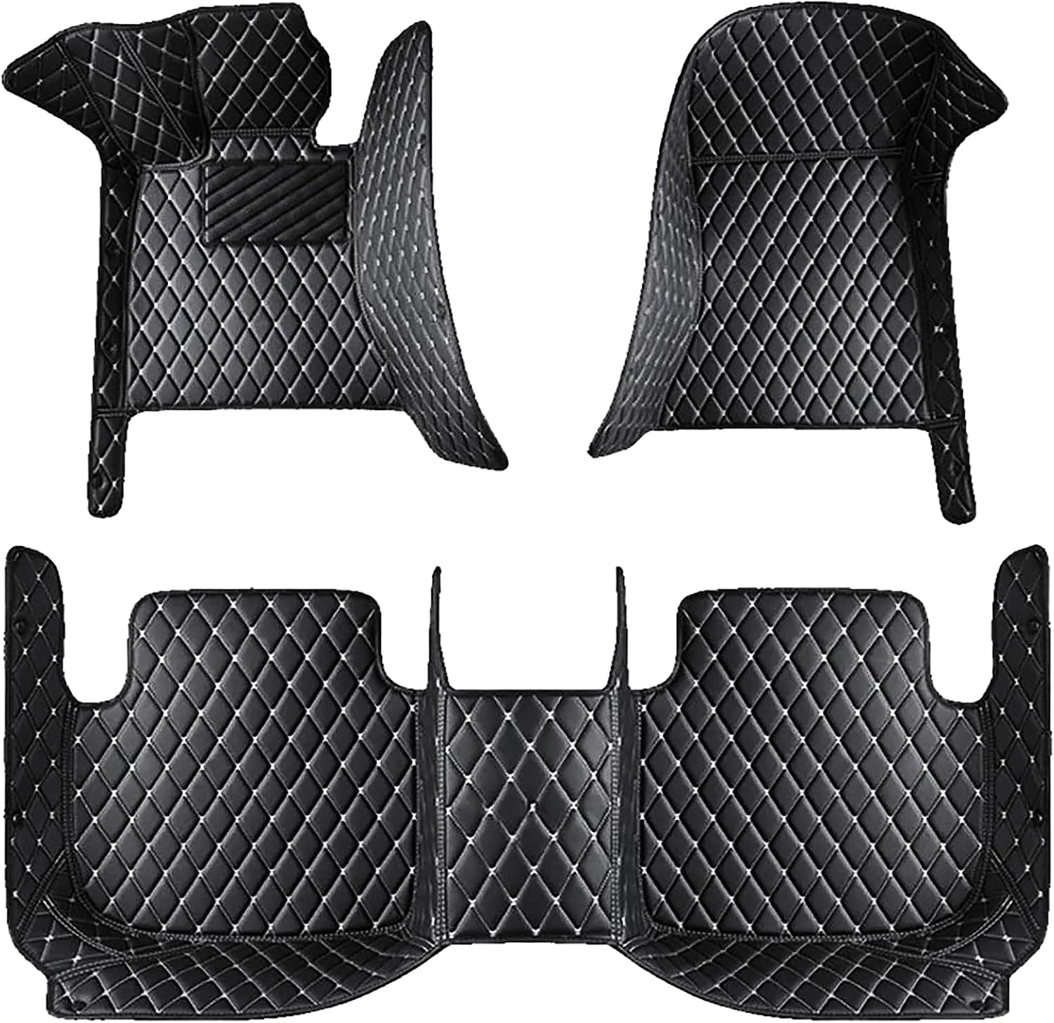 Custom Car Leather Floor Mats for Mazda MX-5 2015-2023, Waterproof Non Slip Full Coverage Floor Liners All Weather Protection Floor Mats Carpet Pads Interior Accessories,B/Black Beige