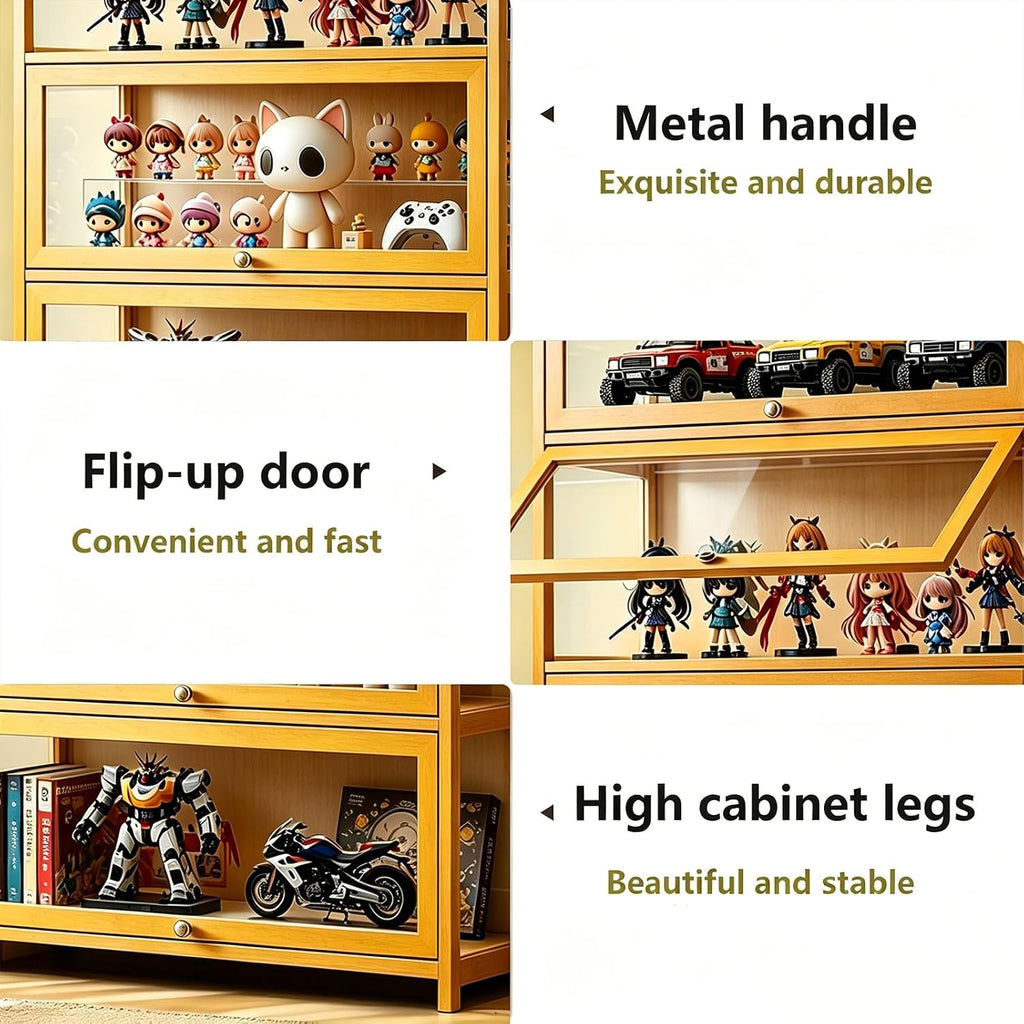 Curio Display Cabinet with Acrylic Glass Door, 5-Tier Display Case, Curio Cabinet & Bookcase for Collectibles, Display Shelf for Home, Reading Nook, Playroom, Living Room