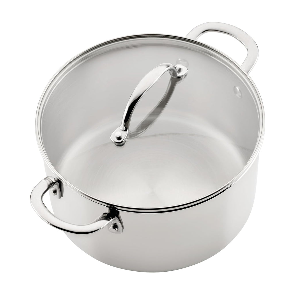 Farberware Millennium Stainless Steel Pots and Pans with Lids, Induction Ready, Compatible with All Cooktops, Metal Utensil Safe, 10 Piece Cookware Set, Dishwasher Safe - Stainless Steel