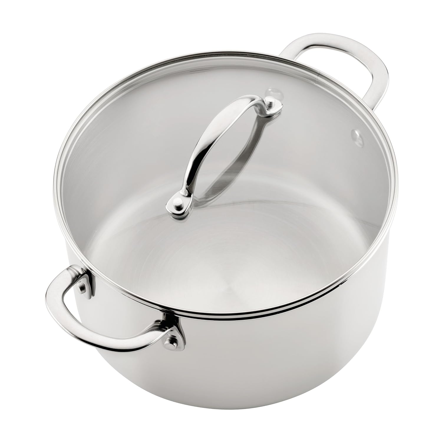Farberware Millennium Stainless Steel Pots and Pans with Lids, Induction Ready, Compatible with All Cooktops, Metal Utensil Safe, 10 Piece Cookware Set, Dishwasher Safe - Stainless Steel