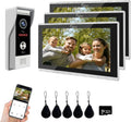 Wired Smart Video Apartments Intercom System,10 Inch Monitors with 1080P Doorbell Camera,3-in-1 Unlocking,TUYA WiFi Door Phone Kits, Ideal for Villas & Homes (1 doorbell + 3 Monitor)