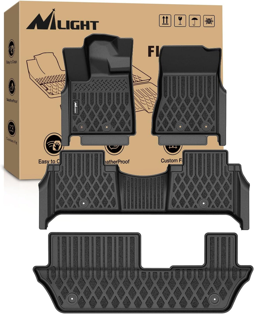 Nilight TPE Floor Mats for Nissan Armada 8 Seats/Infiniti QX80 2025 2026 All Weather Custom Fit Heavy Duty Floor Liners