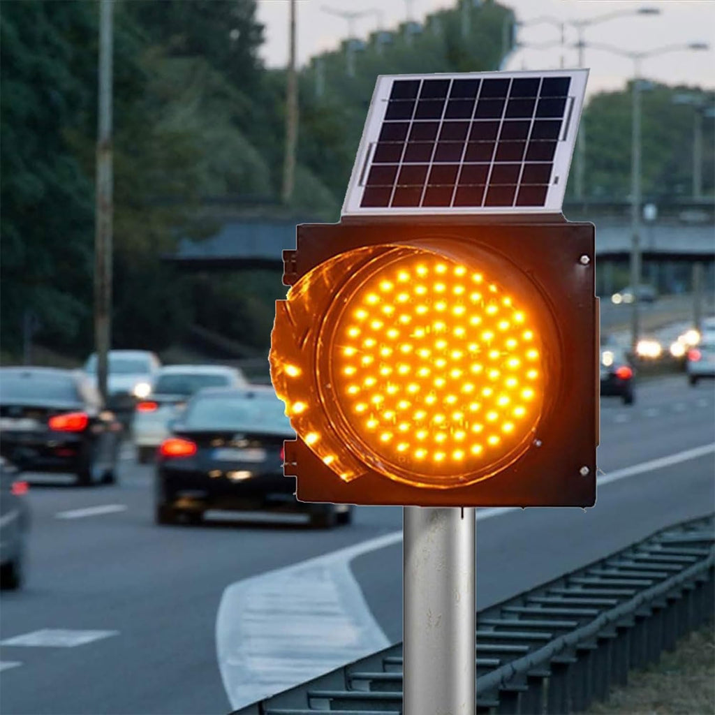 Solar Outdoor Traffic Lights, Multi-Function Yellow Warning Lights, IP65, Road Safety Emergency Lamp, for Bridges, Construction Traffic Safety, Night Driving