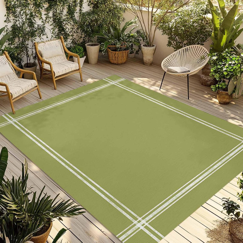 Outdoor Rug 4x6ft Color Olive Patio Area Rugs Waterproof Easy Cleaning Non Shedding Thick Mats Solid Carpet for Indoor Outdoor Porch Deck Backyard Balcony