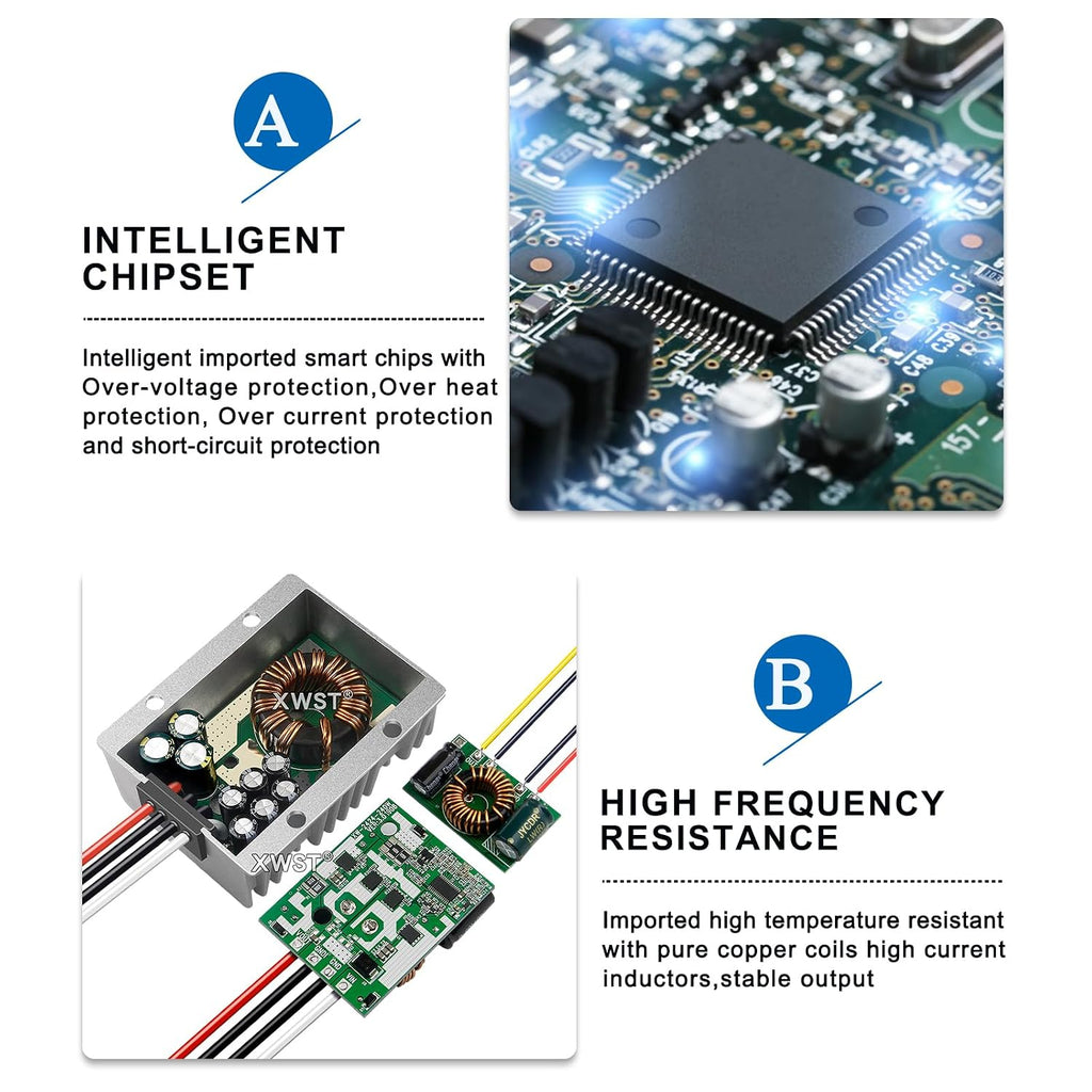 DC 12V 24V 36V to DC 48V 30A Boost Converter 10-45V to 48V 1440W Step-Up Power Supply Waterproof IP67 Regulator Module for Golf Carts LED Solar Cars Trucks Vehicles (XW-1045-48-30A)