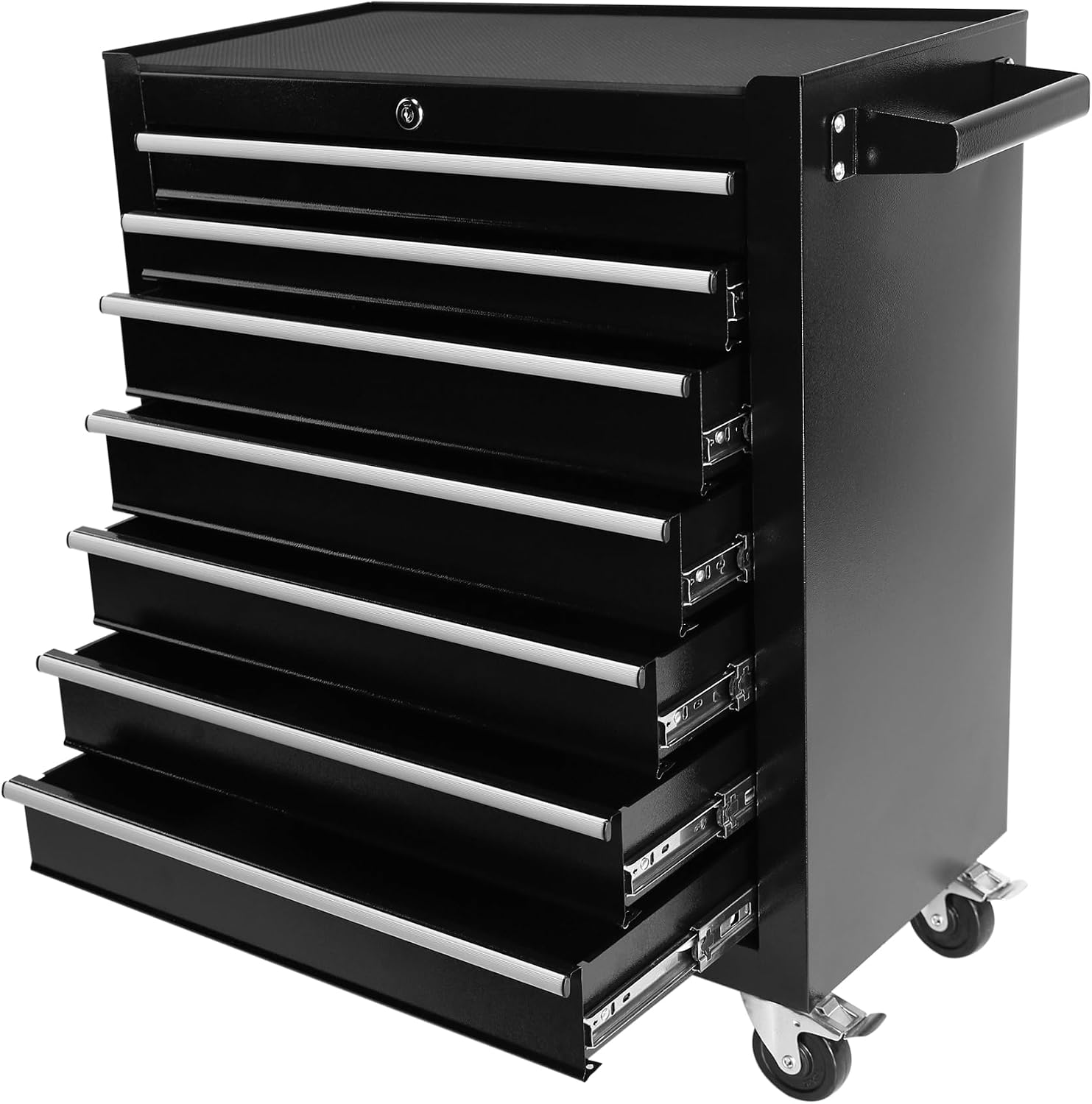 7-Drawer Rolling Tool Chest with Wheels,Tool Cabinet on Wheels with Keyed Locking,Multifunctional Tool Cart on Wheels,Tool Storage Organizer Cabinets for Garage,Warehouse, Repair Shop (Black 2#)