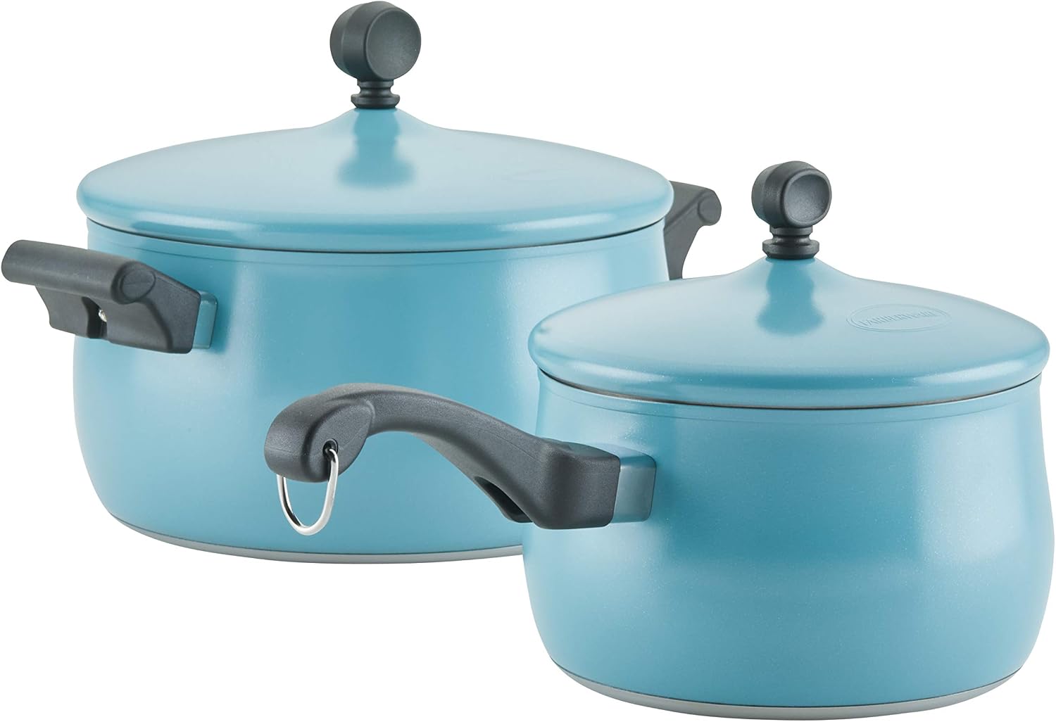 Farberware 120 Limited Edition Stainless Steel Cookware Pots and Pans Set with Prestige Kitchen Tools, 10 Piece, Aqua Blue