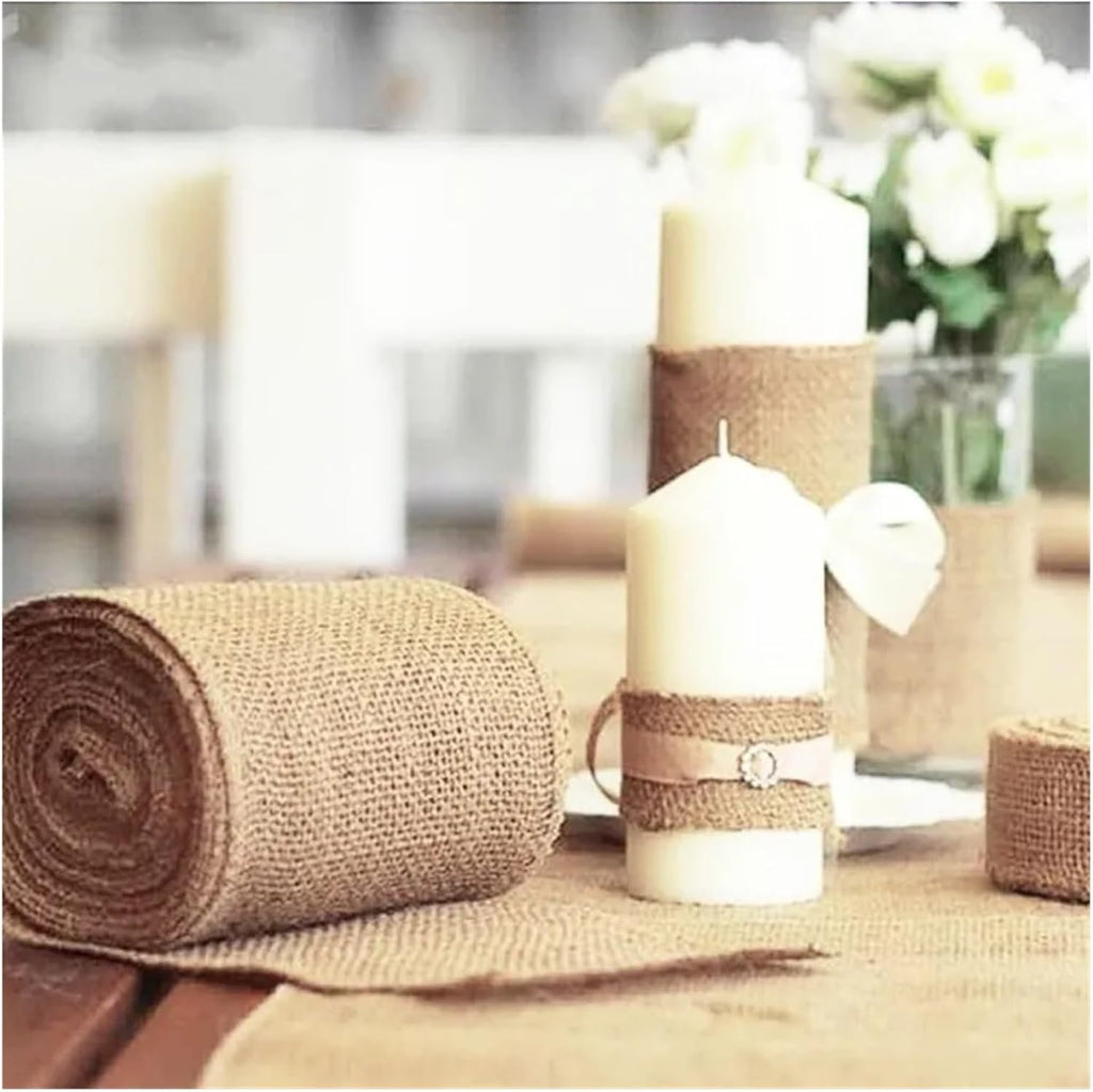 Hessian Fabric， 20M Natural Jute Burlap Fabric Jute 3-30CM Roll Hessian Ribbon Roll Burlap Table Runner Wedding Party Supplies Spring Decoration(Width 30cm)