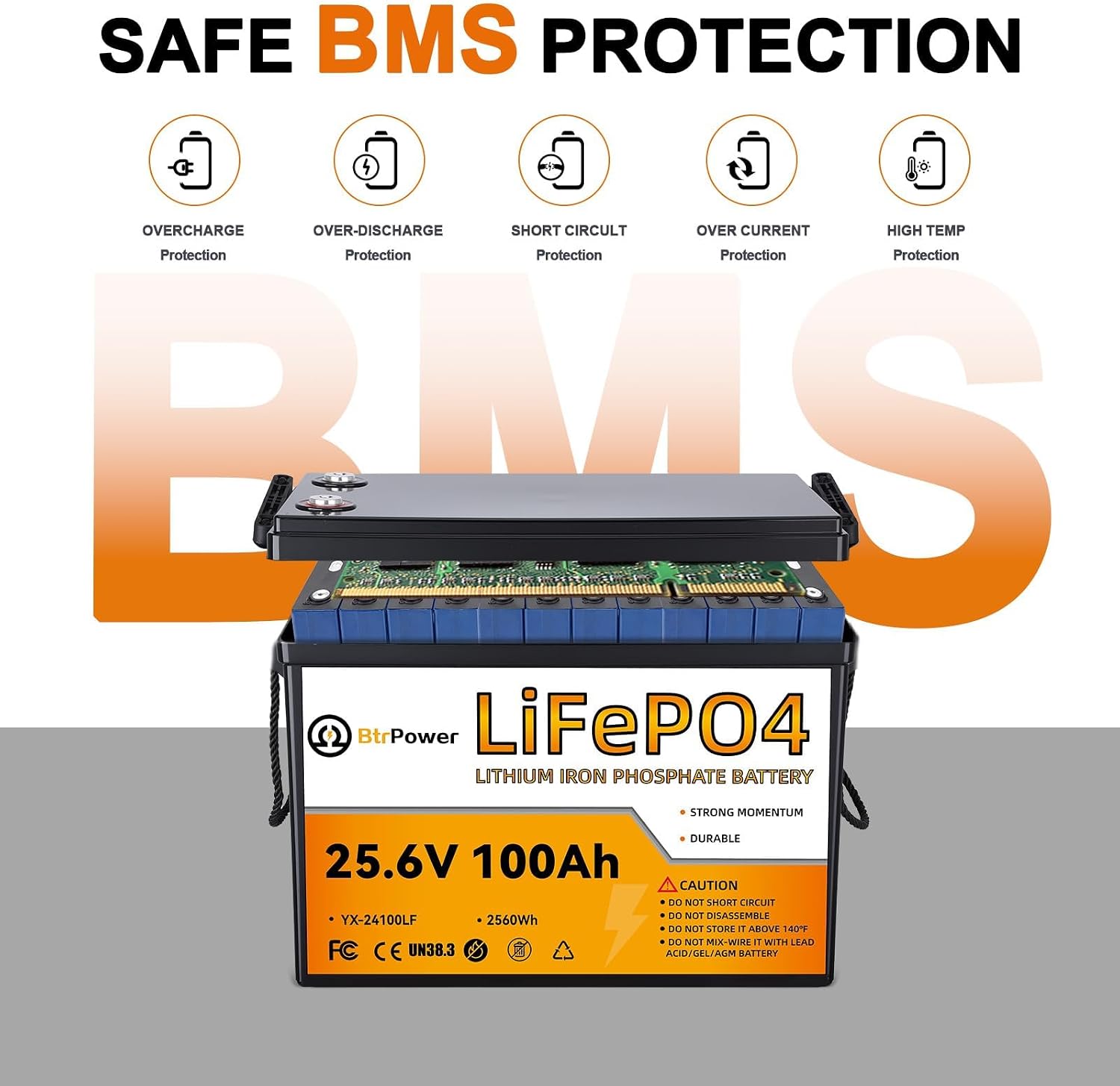 2 Pack 24V 100Ah LiFePO4 Battery, Built-in 100A BMS,2560Wh Lithium Battery,4000-15000 Deep Cycles & 10-Year Lifetime, Perfect for Marine, RV, Marine, Trolling Motor, Solar Off-Grid System
