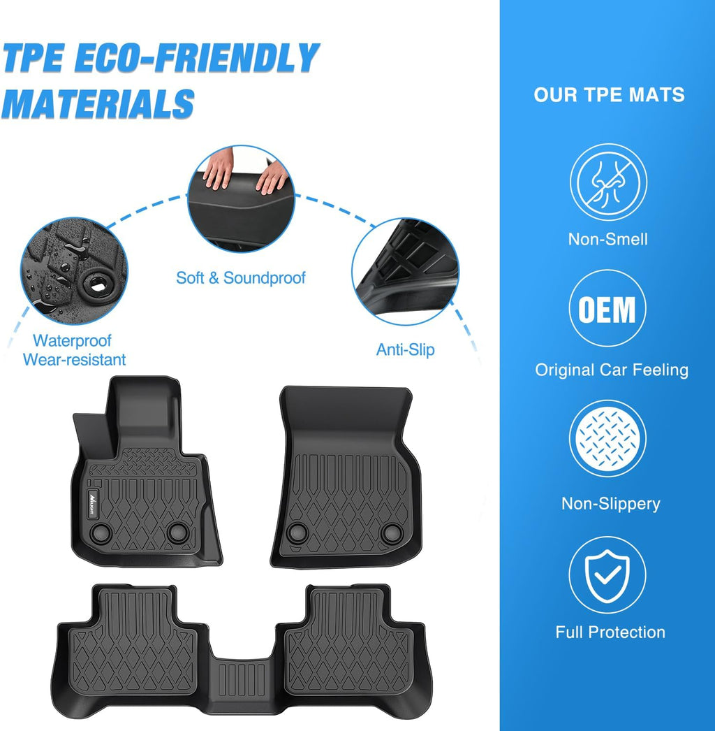 Nilight TPE Floor Mats for BMW X3 30i M40i 30e 2018 2019 2020 2021 2022 2023 2024/2019-2024 BMW X4 M M40i xDrive30i, All Weather Custom Fit Heavy Duty Floor Liners