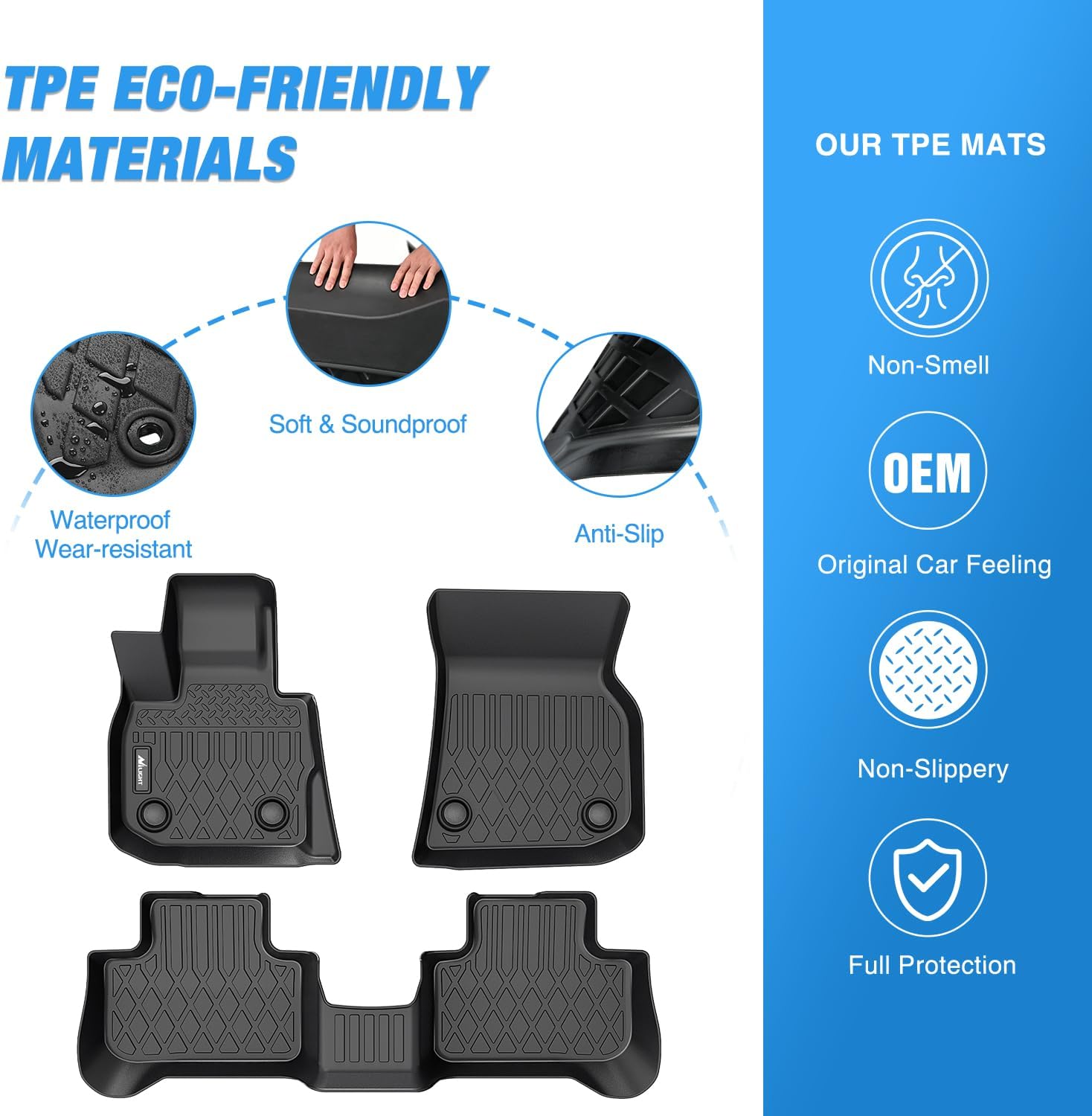 Nilight TPE Floor Mats for BMW X3 30i M40i 30e 2018 2019 2020 2021 2022 2023 2024/2019-2024 BMW X4 M M40i xDrive30i, All Weather Custom Fit Heavy Duty Floor Liners