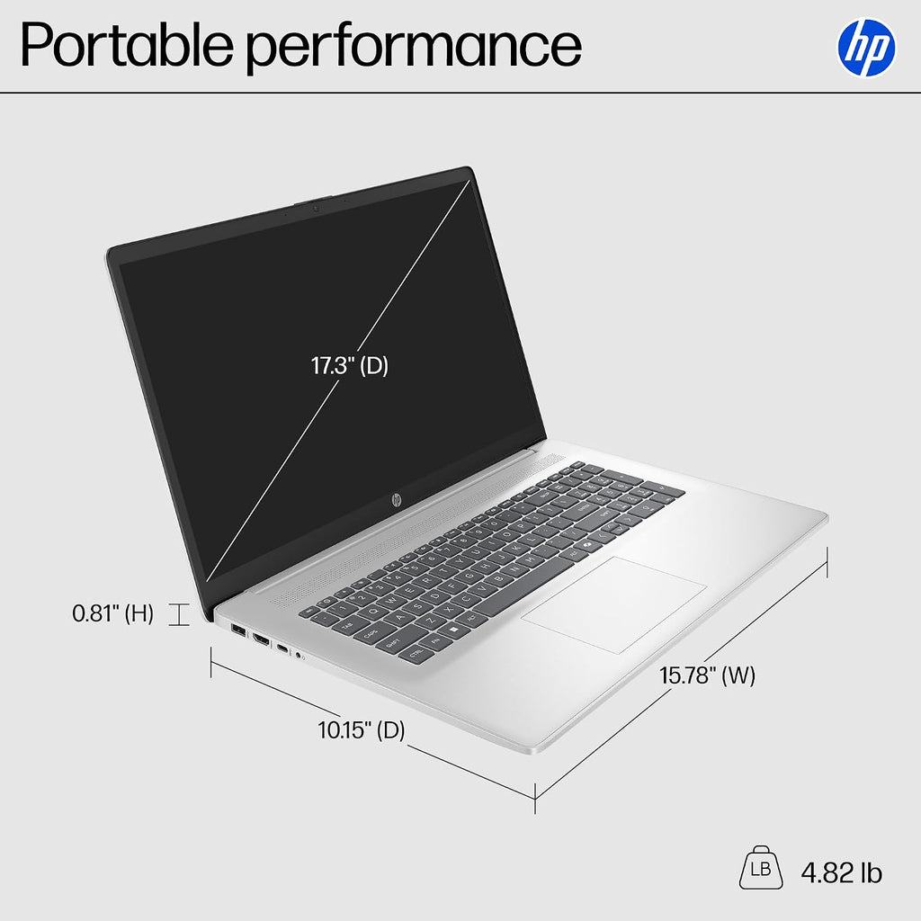 HP 17 Inch Laptop, 17.3' HD+ Touchscreen Display, AMD Ryzen 5 7430U (Up to 4.5GHz), 32 GB RAM, 1 TB SSD, Wi-Fi 6, Bluetooth 5.4, Windows 11 Pro, Copilot AI, Numeric Keypad, w/RECOLX AI Voice Recorder