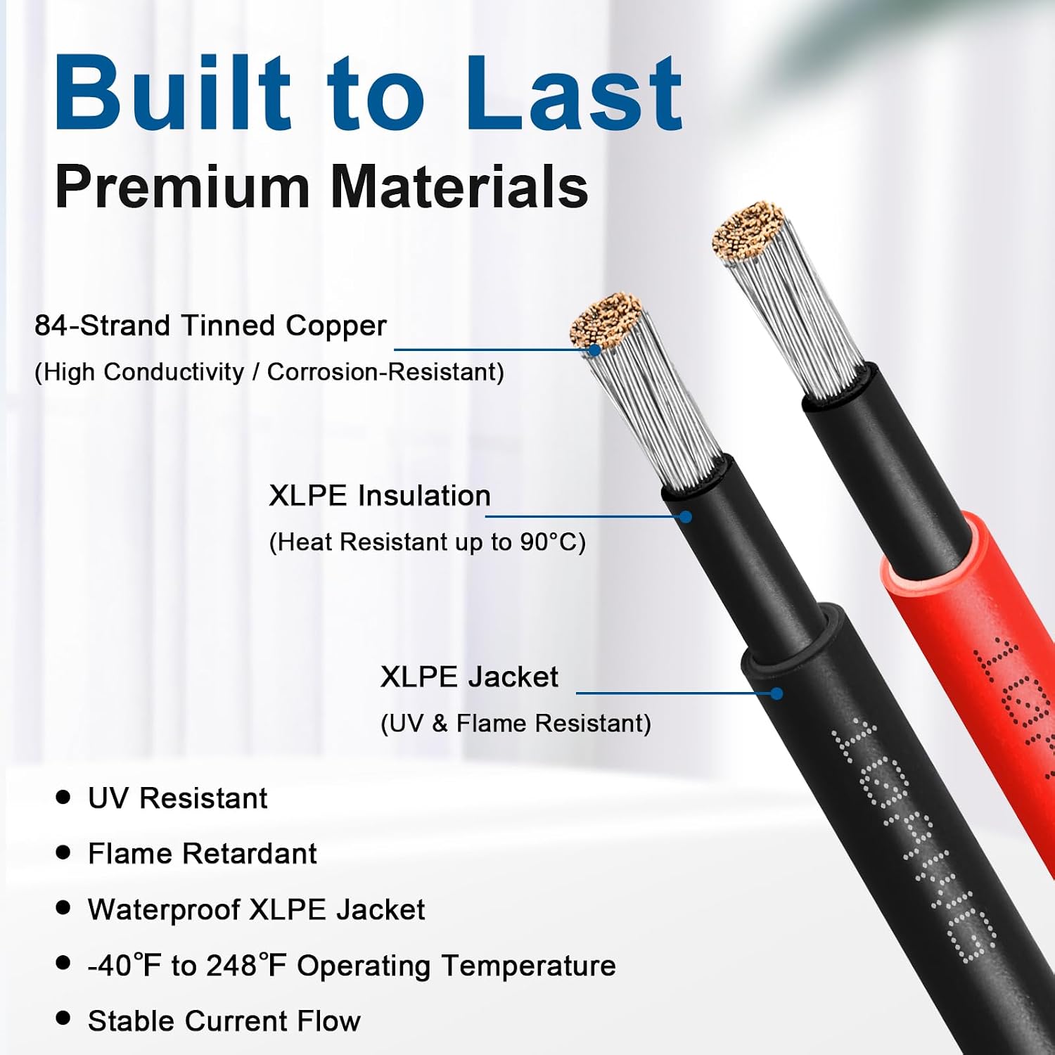 XRDS -RF Solar Panel Cable 100FT, 10AWG Solar Extension Cable with Male & Female Solar Connectors, Flame-Retardant Protective Sleeving Solar Cable, Weatherproof PV Wire for Solar Panel Connection