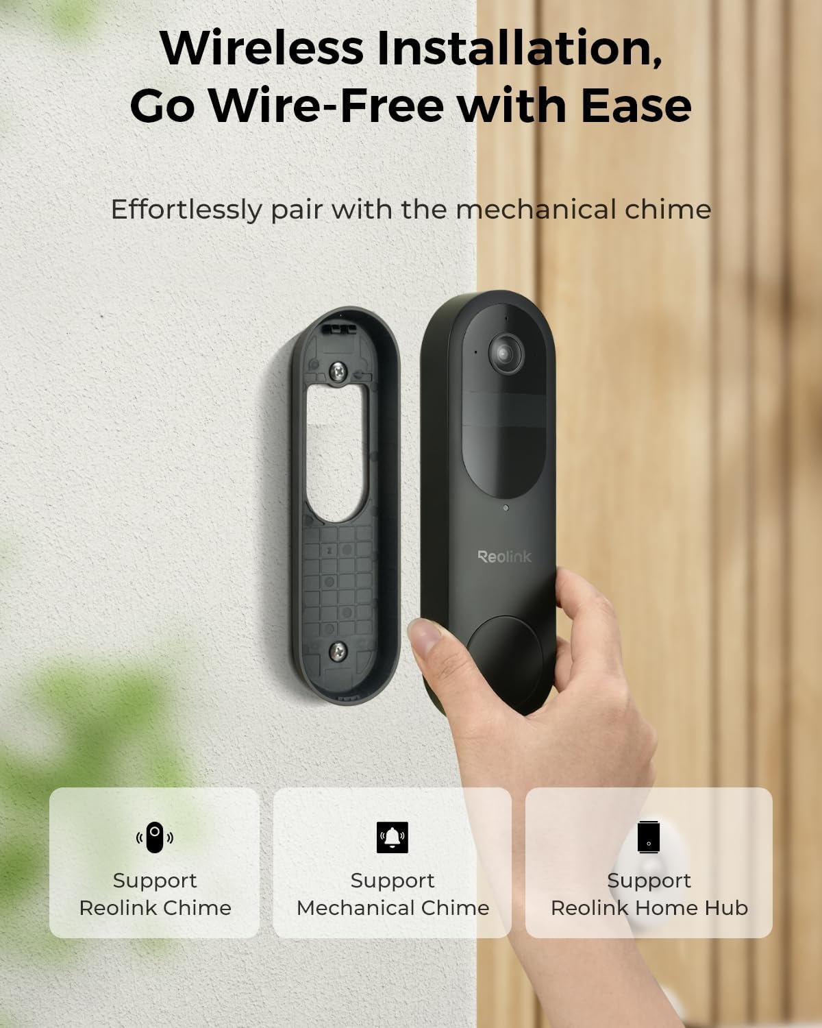 REOLINK Video Doorbell (Battery) 256GB microSD Card Bundle, 1:1 Head-to-Toe View, 2.4/5 GHz WiFi, Person/Vehicle/Package Detection, No Monthly Fees