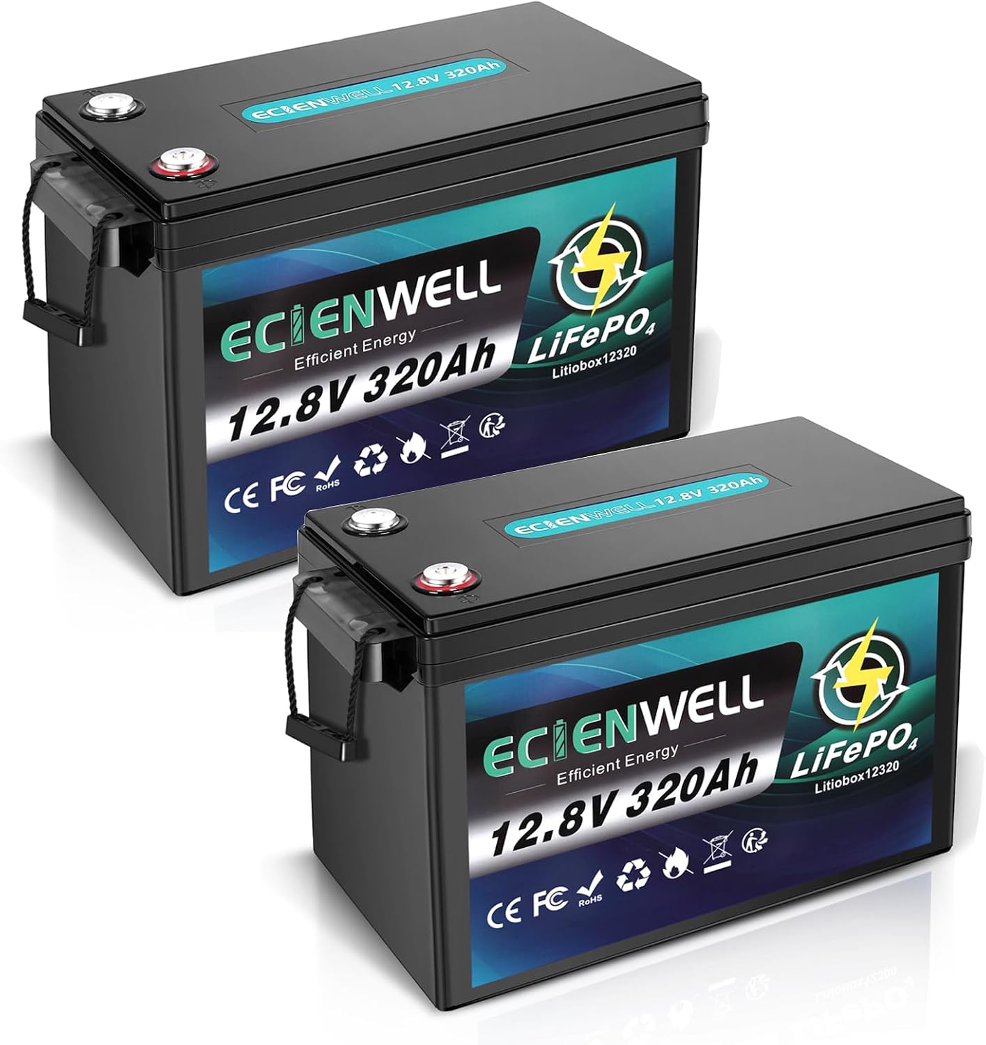 12V 640Ah Lithium LiFePO4 Battery (2 Pack 12V 320Ah), 24V 320Ah 15000+ Deep Cycle Marine Battery with 200A BMS, 3840Wh Lithium Batteries for Trolling Motor, RV, Truck, Kayak, Camping, Off-Grid, UPS