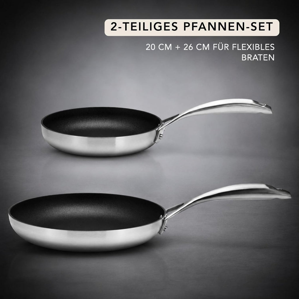 Scanpan CS+ 2-Piece Nonstick Fry Pan Set (8 & 10 1/4 inch) – Compatible with All Cooktops, Induction Ready, Metal Utensil Safe, Oven Safe to 500°F, Dishwasher Safe