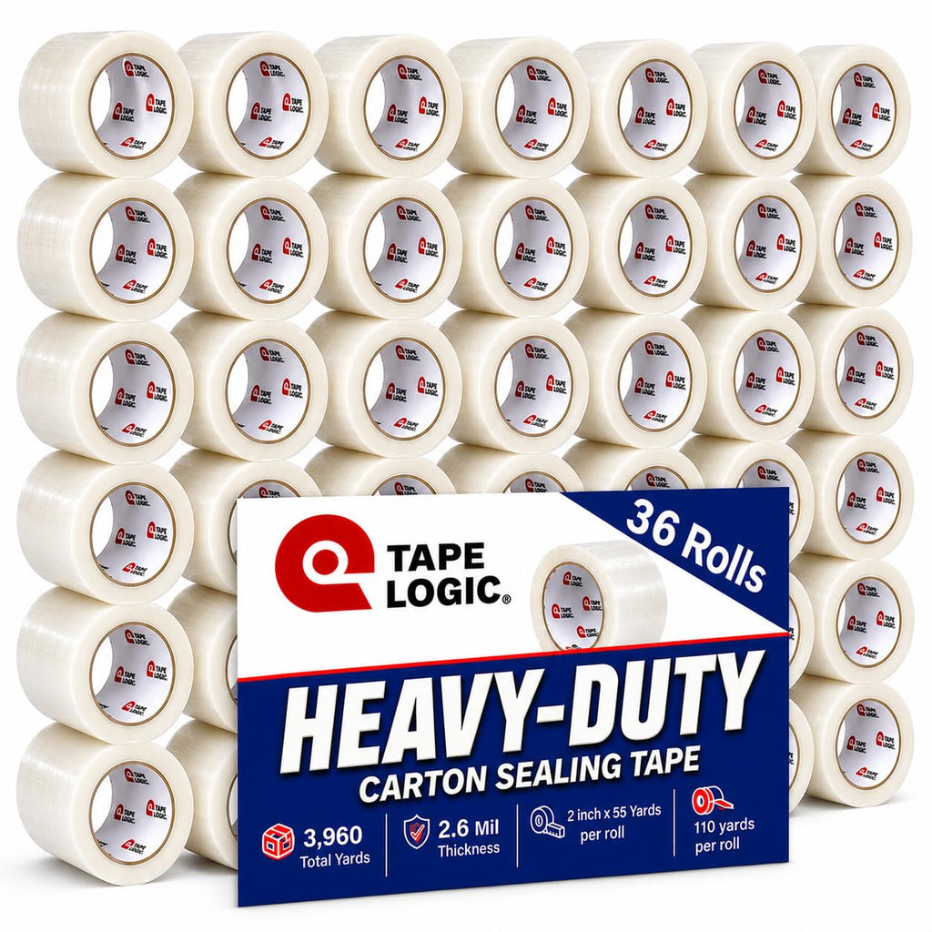 Tape Logic Packing Tape (36-Rolls), 2' x 110 yd - Heavy Duty Packaging Tape Refill for Shipping, Moving, Order Fulfillment, Acrylic 2.6 Mil