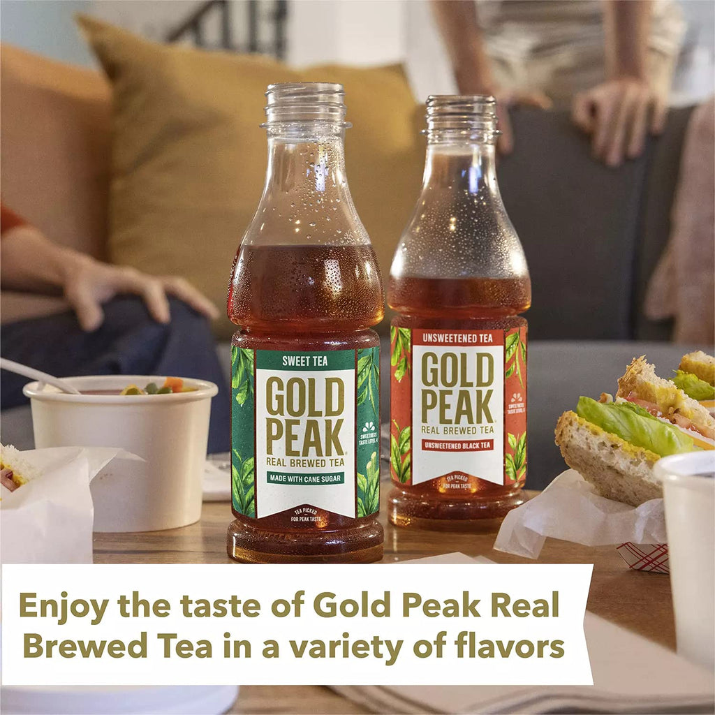 Gourmet Kitchn Gold Peak Naturally Sweet Real Brewed Tea, Picked for Peak Taste, Made With Cane Sugar - 3 Boxes (18.5oz / 18pk per Box), Total 54 Bottles)