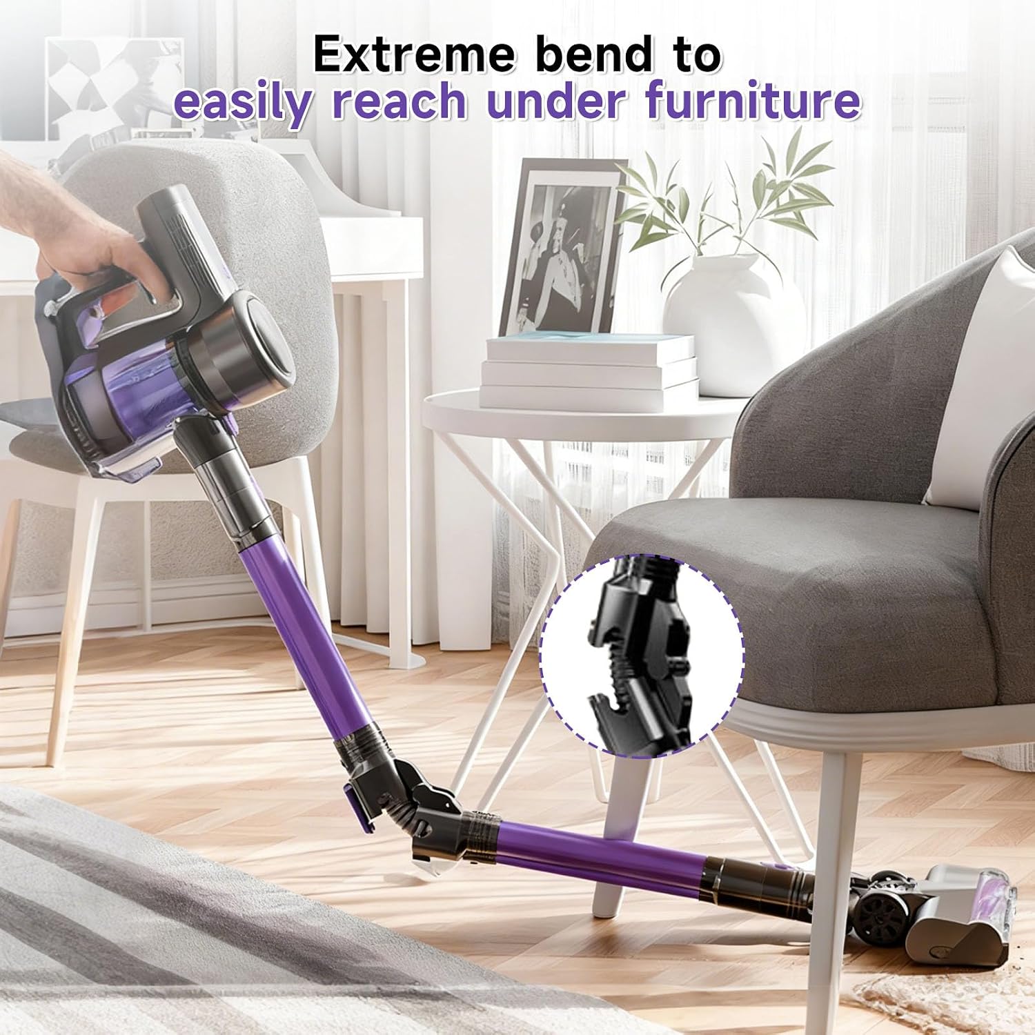 Cordless Vacuum Cleaner, Hardwood Floor Vacuum Cleaners for Home, Stick Wireless Vacuum with LED Light, 50 Min Runtime and Self-Standing, Lightweight Vacuum for Pet Hair, Carpets & Hard Floors