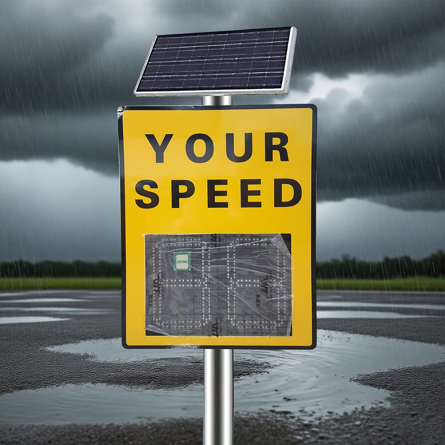 Radar Speed Sign - Integrated Solar Power, Radar Speed Display Sign, for Highways, Speed-Limited Roads with Remote Control and Accessories
