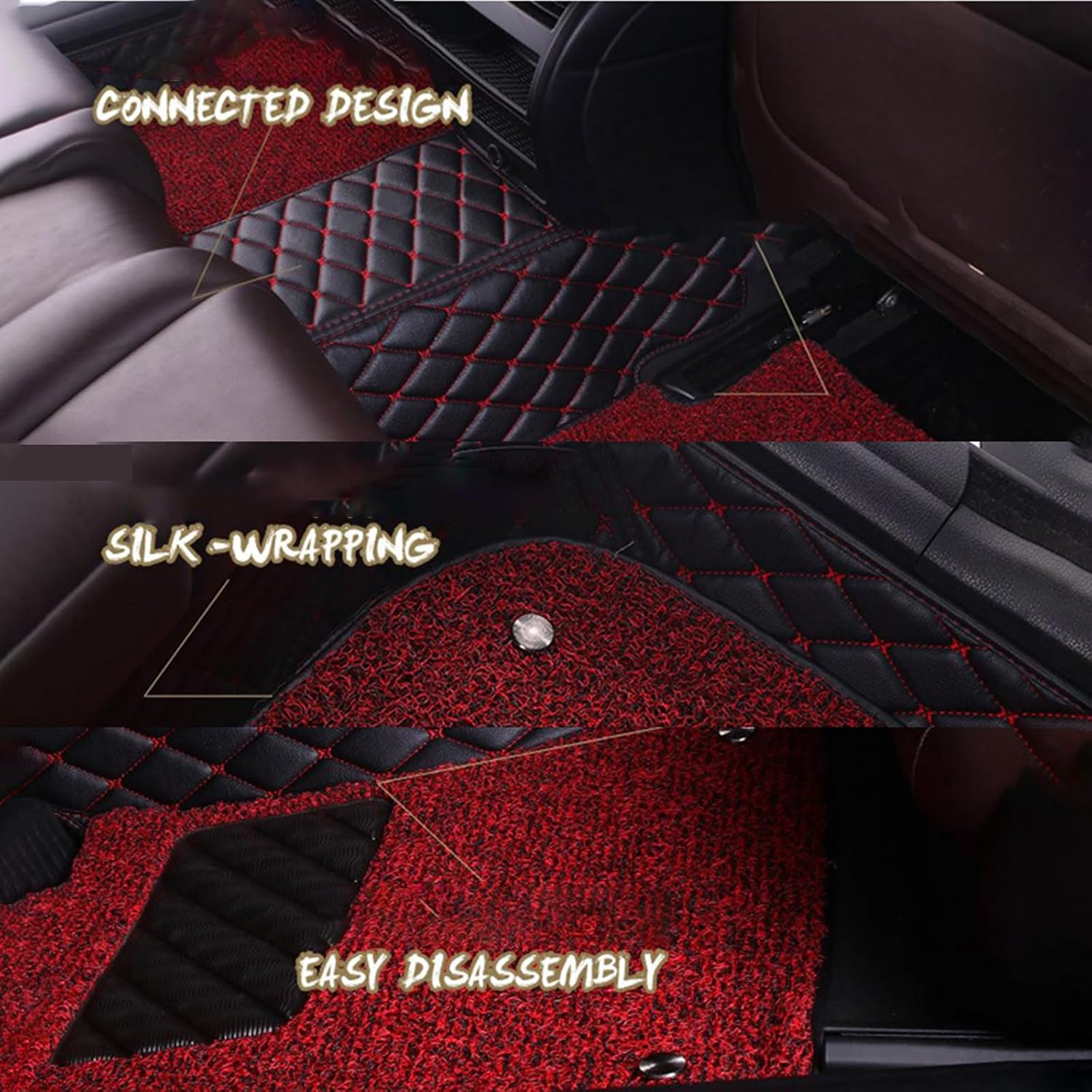 Custom Car Leather Floor Mats for Jeep Avenger SUV 2023, Full Coverage Front Rear Floor Liners Protector Carpet Pads Waterproof Non Slip All Weather Protection Interior Accessories,E/Beige