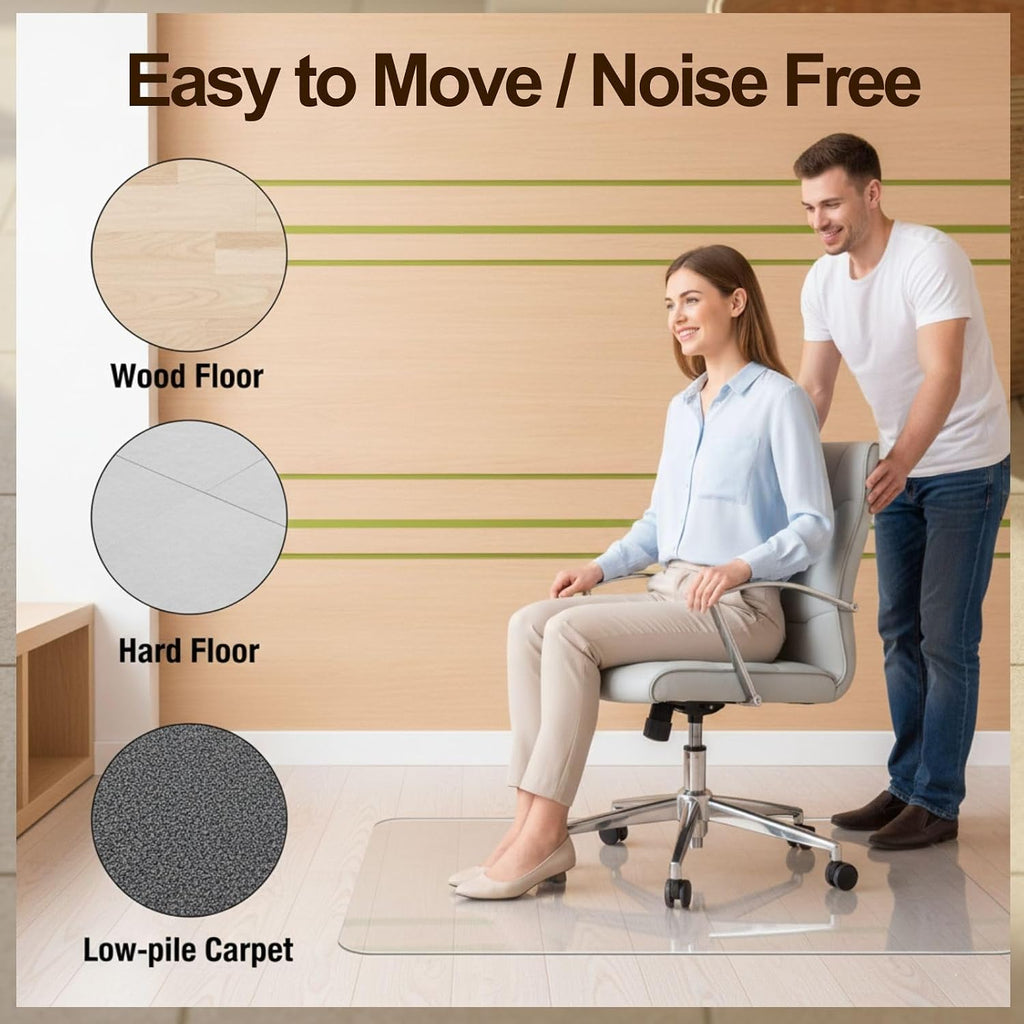 PVC Rolling Chair Mat for Carpet，Clear Office Chair Mats for Hard Floors 0.08in Transparent Wood Tile Protection Mat，Scratch Resistant Computer Floor Mats，Easy Glide(70' x 75')