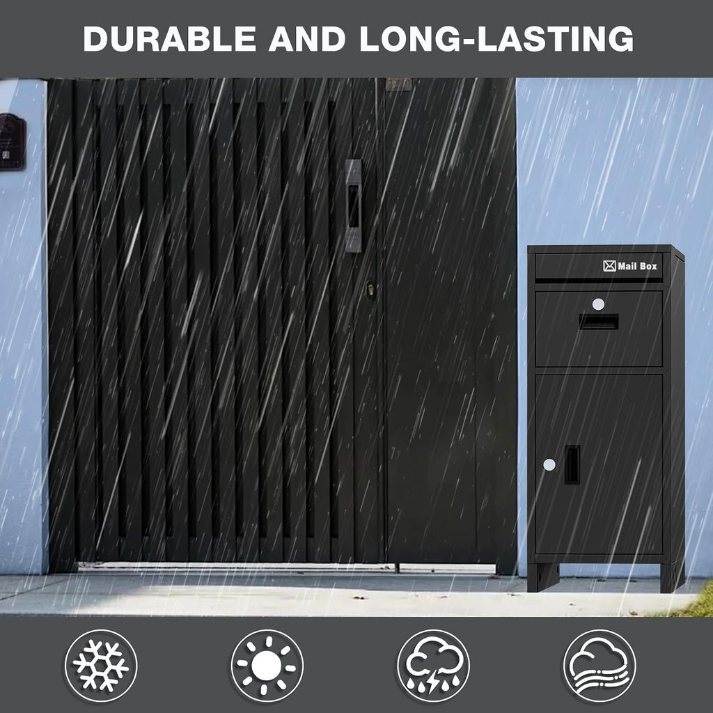 OZG Package Delivery Boxes for Outdoor, Parcel Drop Box with Heavy-Duty Steel, Waterproof, Anti-Theft Design, for Outside of Home/Shop/Office (15.7 * 37.8 * 15.7')