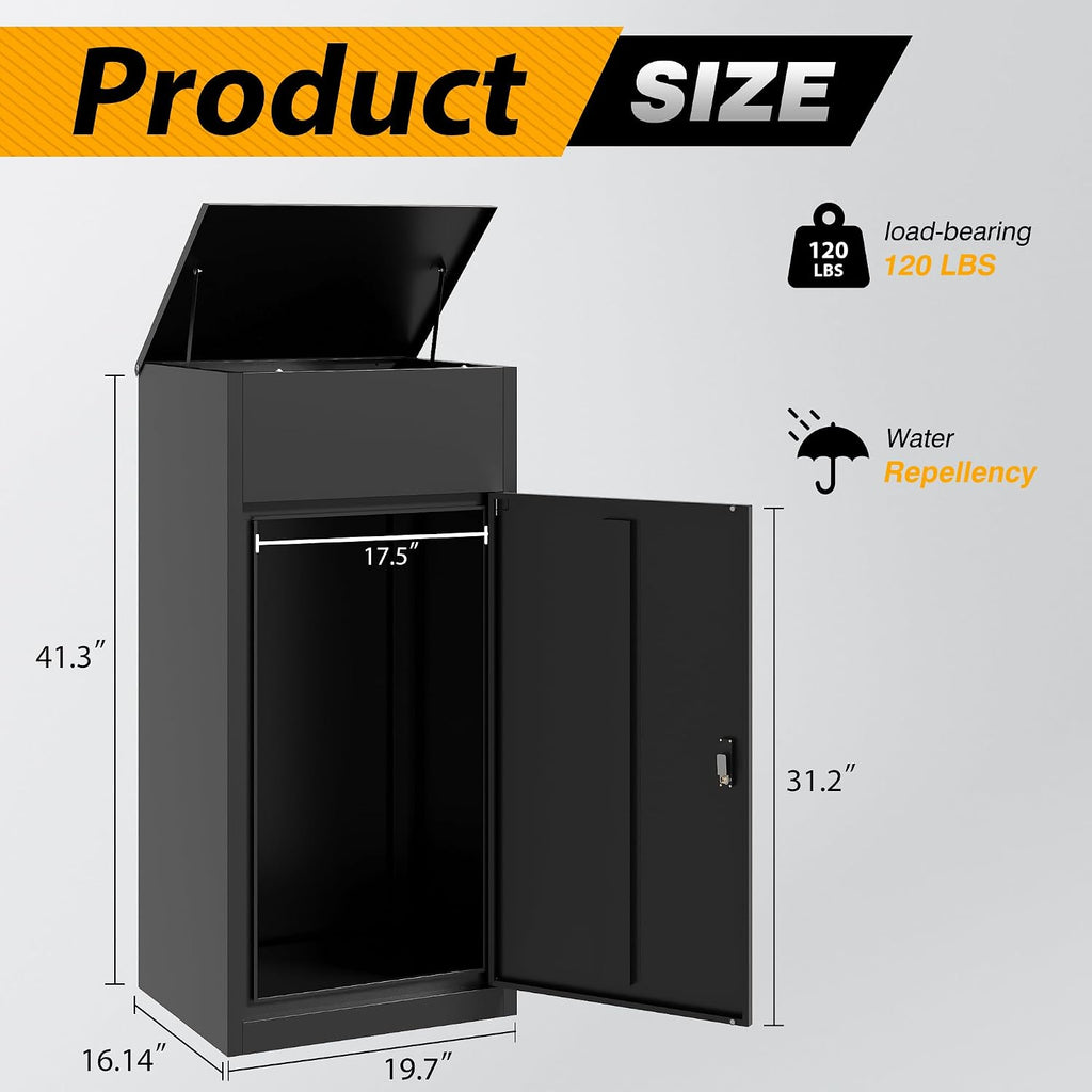 Large Package Delivery Boxes for Outside, Anti-Theft Steel Parcel Box with Coded Lock, Waterproof Weather Resistant Package Mailbox, Package Delivery Box for Porch, Fence, Curbside (Large)