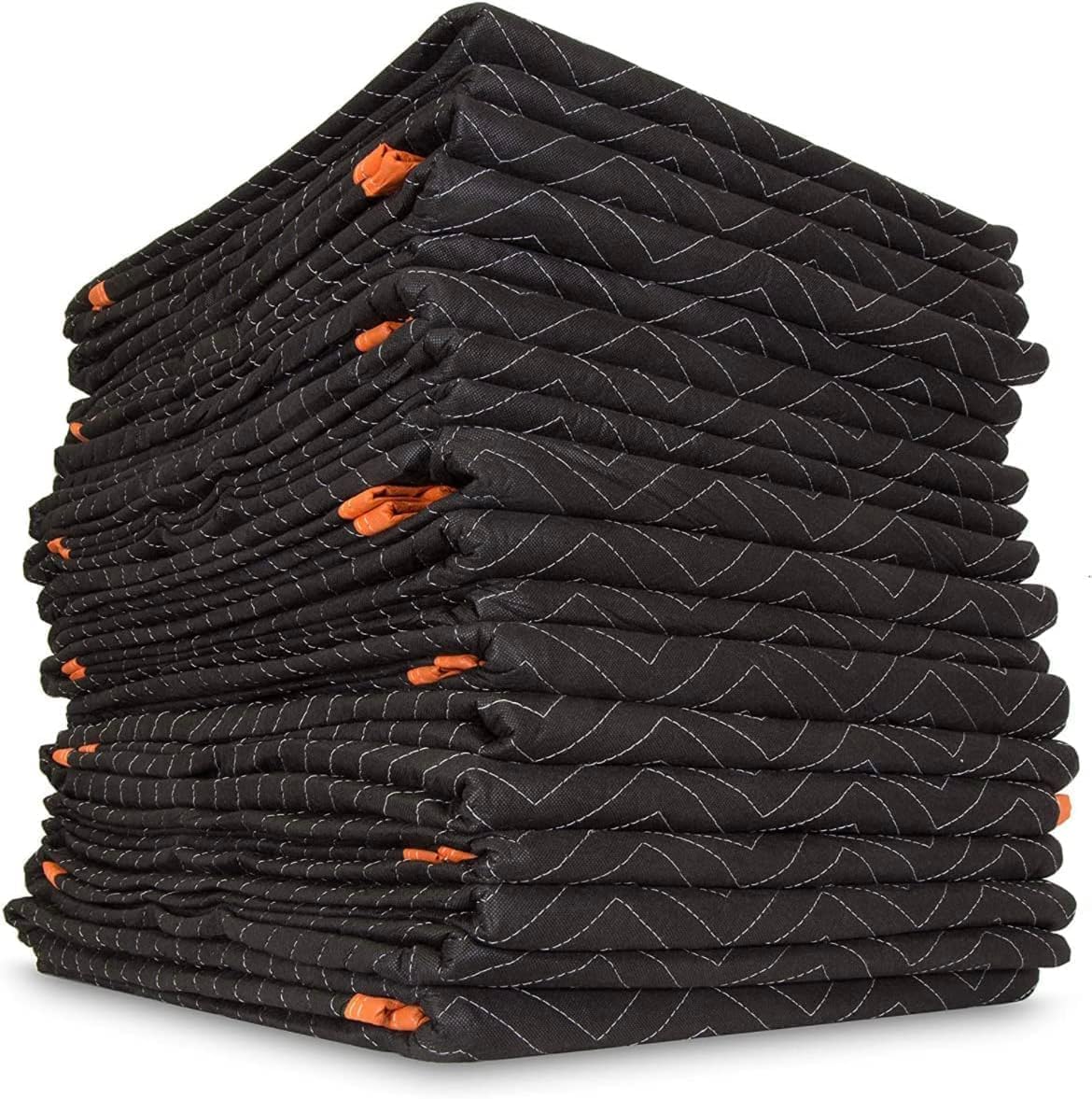 SIMPLI-MAGIC Heavy Duty Padded Moving Blankets (12 Pack),Black/Orange & 79522 Heavy Duty Padded Moving Blankets, Orange/Black, 72' x 80', 6 Pack