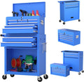 8-Drawer Tool Chest with Wheels,High Capacity Rolling Tool Box with Wheels,Locking Mechanical Tool Chest,Metal Tool Box for Garage Workshop (Blue)